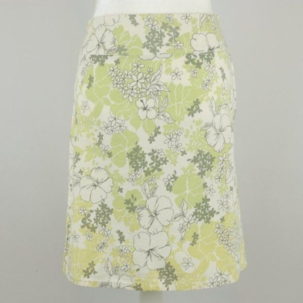 Studio Y Women's Small Green White Tropical Floral Woven Pencil Skirt